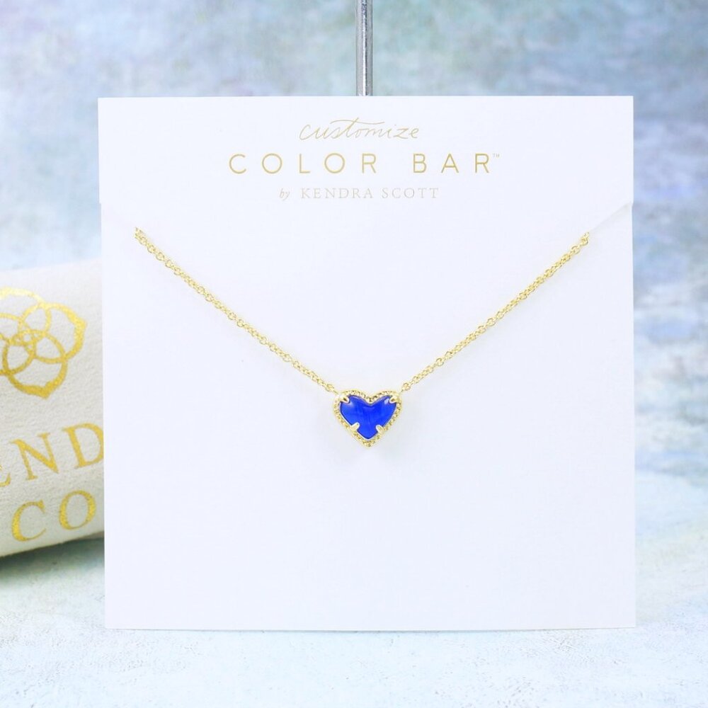 Kendra Scott Ari Heart Cat's Eye Cobalt Blue necklace Gold Plated September